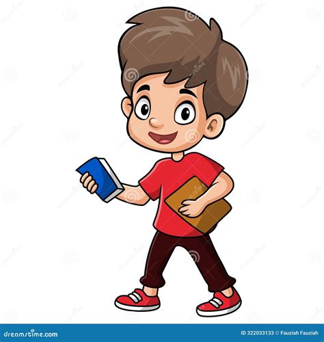 Cute Happy School Boy Cartoon Stock Vector Illustration Of Blue