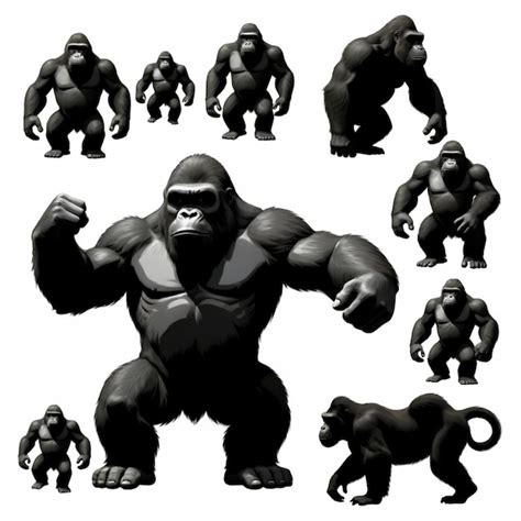 Premium Vector A Collection Of Gorillas From The Brand Of The Gorillas