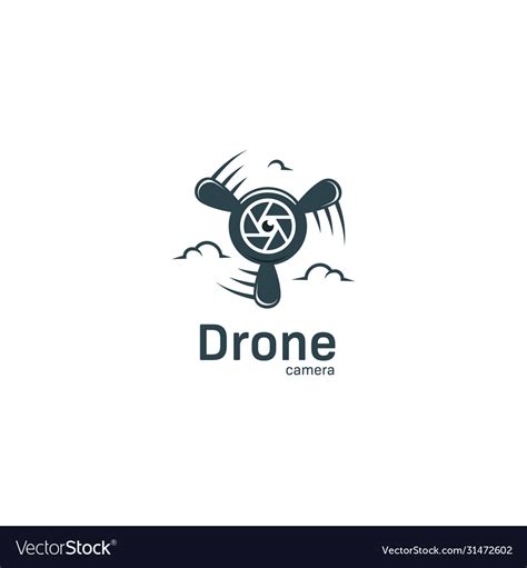 Drone Camera Logo With Lens Icon And Plane Vector Image