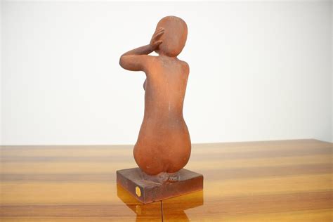 Mid Century Sculpture Of Nude Sitting Women By Jitka Forejtov S