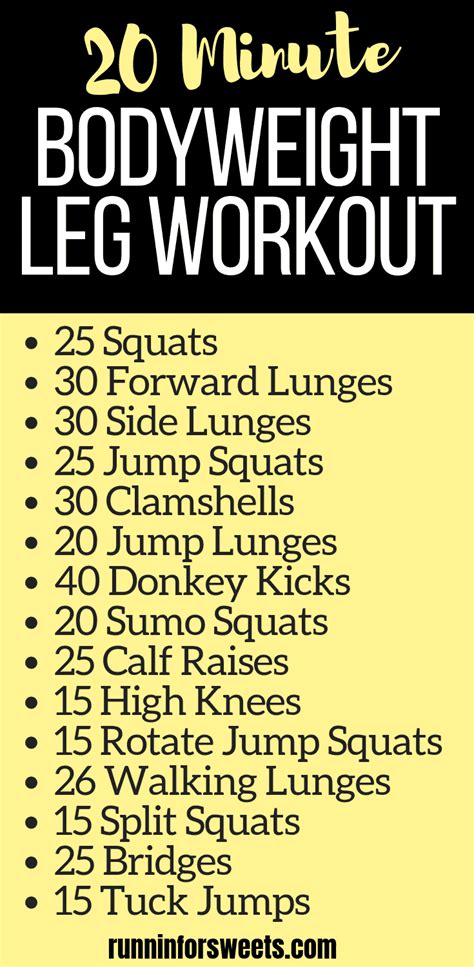 The Best Bodyweight Leg Workout For Runners Runnin For Sweets