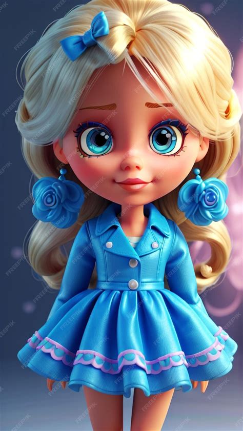 Premium Ai Image A Cute Barbie Doll Wearing Blue Dress