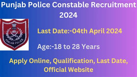 Punjab Police Constable Recruitment 2024 Notification Apply Online