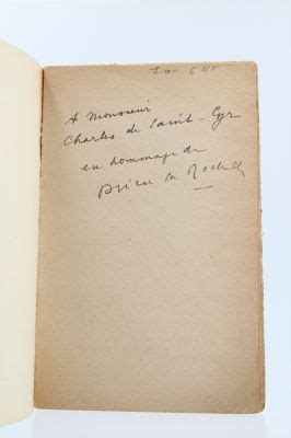 Drieu La Rochelle Bl Che Signed Book First Edition Edition