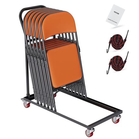 VEVOR Folding Chair Dolly, Iron Commercial Cart with 12 Chairs Capacity ...