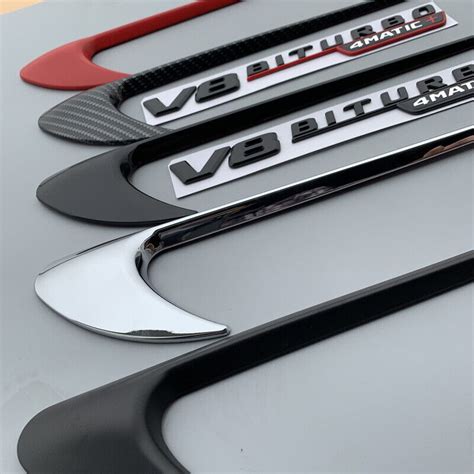 Pair Carbon Fiber Abs Car Fender Emblem Badge Decal Sticker V Biturbo