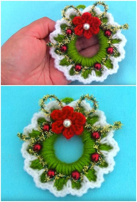 How To Crochet Tiny Christmas Wreath Crochet Ideas Christmaswreaths