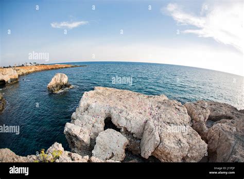 Cyprus Mediterranean Sea Coast Sea Caves Near Ayia Napa Stock Photo