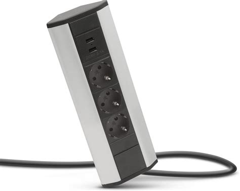 DELIGHT Inbouw Hoekstekkerdoos Met 2X USB En 3 Stopcontacten Hoek