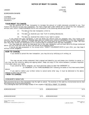 Fillable Online Right To Cancel Form Files Consumerfinance Gov Fax