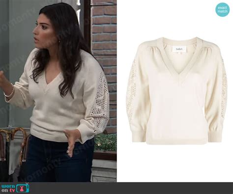 Wornontv Brook Lynns Crochet Sleeve Sweater On General Hospital