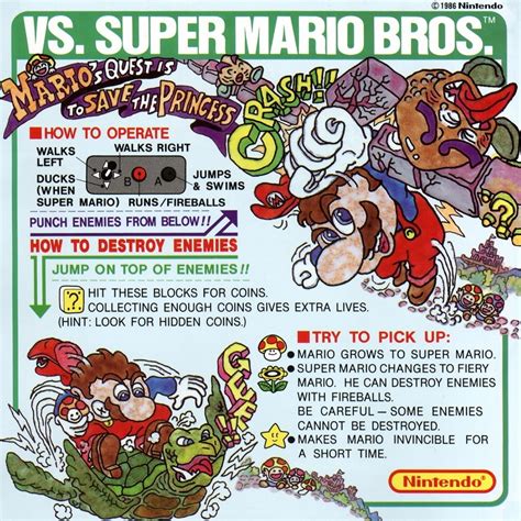 Supper Mario Broth Instructions For The VS Super Mario Bros Arcade