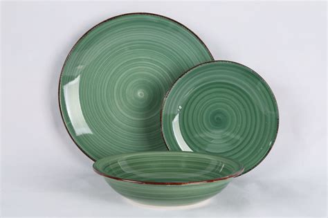 Hot Hand Printing Stoneware Dinnerware Set In Green Color China Ceramics And Stoneware Price