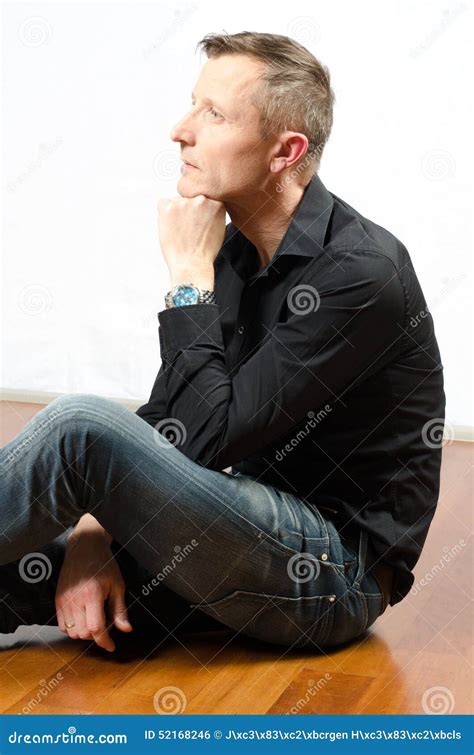 Portrait Thinking Man Stock Photo Image Of Ager Hand 52168246