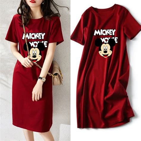 Long Neck2022 Summer Fashion Loose Cartoon Mickey Mouse Short Sleeved