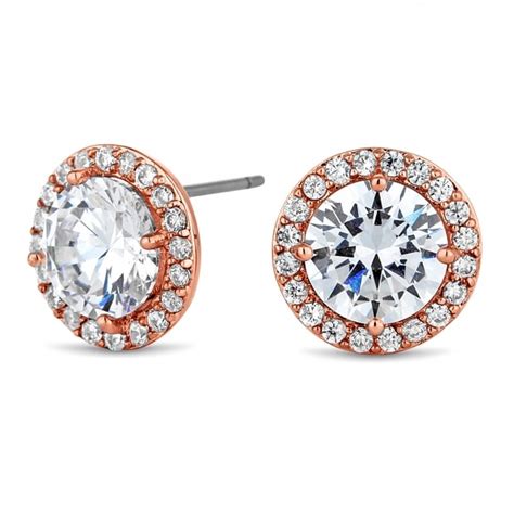 Jon Richard Rose Gold Plated Cubic Zirconia Pave Stud Earring