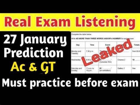 Ielts Listening Real Test 27 January Ielts Exam 27 January 2024