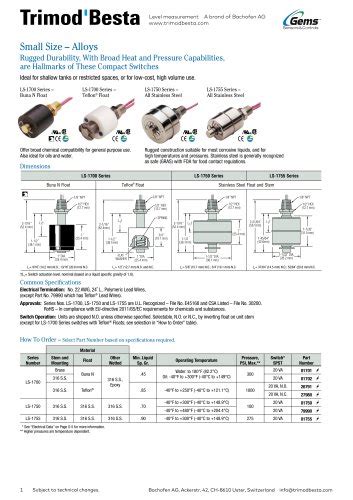 INTERRUPTORES DE NIVEL FOLLETO Trimod Besta Catálogo PDF