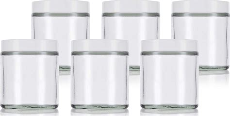 4 Oz 120 Ml Clear Thick Glass Straight Sided Empty Jar Containers With White Smooth Lids 6