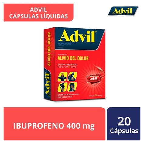 Analgésico Advil 20 Cápsulas 400 Mg Walmart