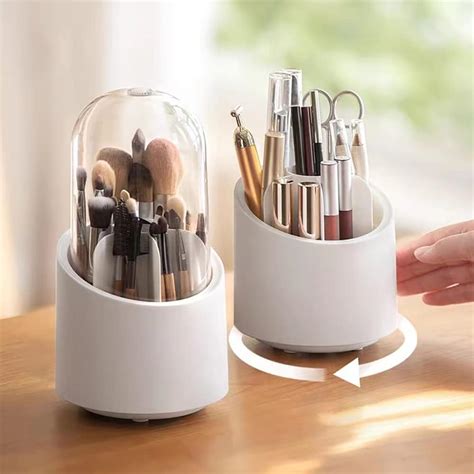 Tddbm Brush Holder With Lidmake Up Organizers And Storagerotating Makeup Organizer