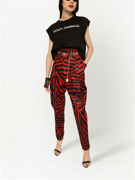 Dolce Gabbana High Waisted Zebra Print Trousers Farfetch