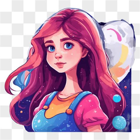 Descarga Niña de dibujos animados con cabello rojo y overoles azules