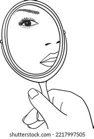 Girl Mirror Line Art Stock Vector (Royalty Free) 2217997505 | Shutterstock