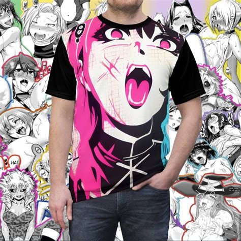 Ahegao Anime Girl Pink Blue Hentai Style Manga Girl Weeb