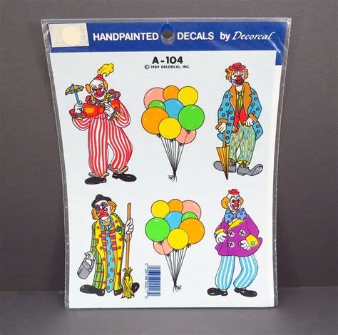 Send In The Clowns Vintage Decorcal Retro 1980s Decals Nos New Old