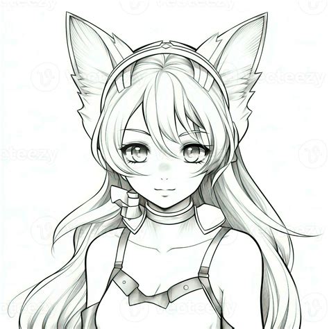 Anime Girl Coloring Pages Stock Photo At Vecteezy