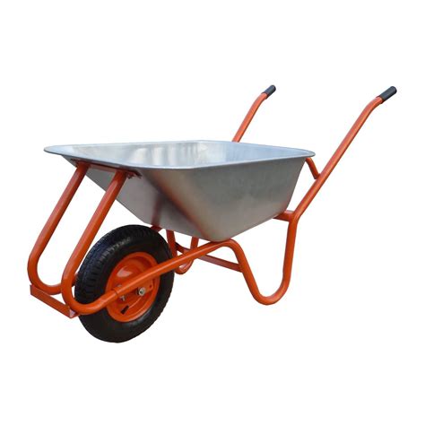 Construction Power Wheelbarrow Heavy Duty Steel Wheelbarrow Galvanized Tray Construction