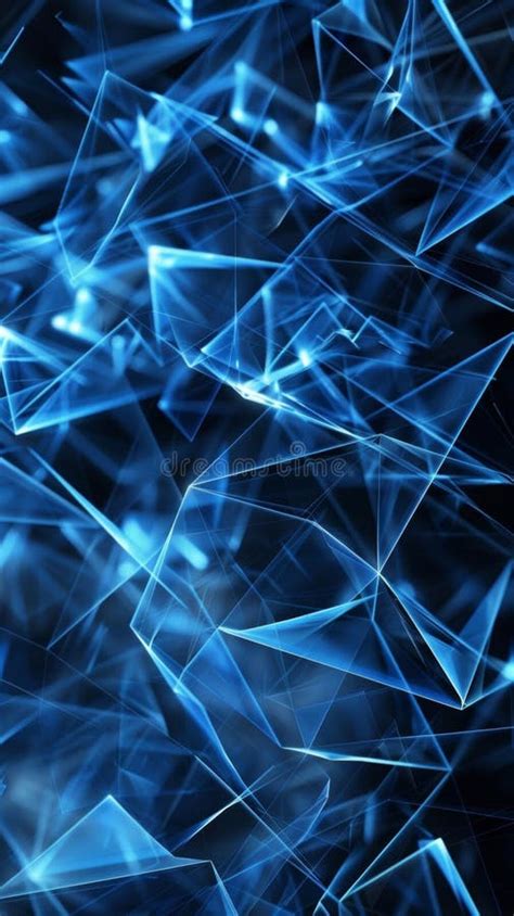 Abstract Blue Geometric Shapes With Glowing Edges Stock Illustration