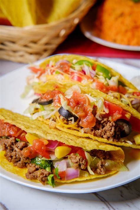 Spicy Mexican Beef Tacos stock image. Image of salsa - 118906205