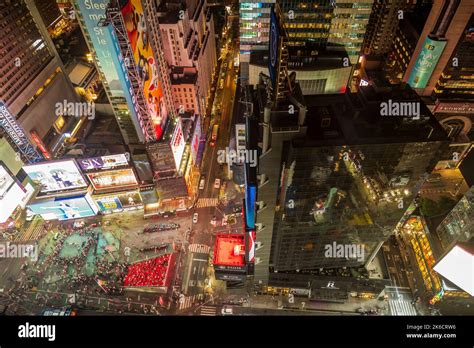 Night aerial view of Times Square, Manhattan, New York, USA Stock Photo ...