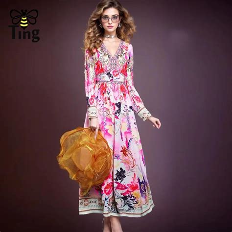 Tingfly Summer New Arrivals Floral Printing V Neck High Waist Vintage