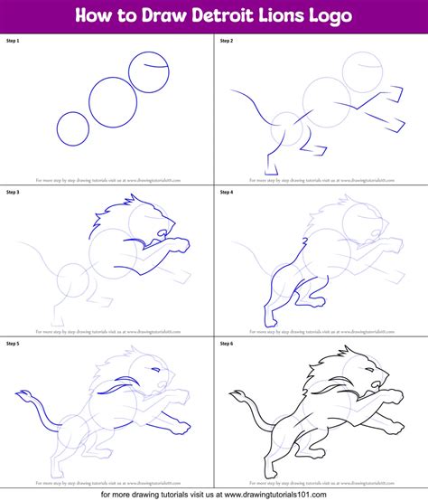 How to Draw Detroit Lions Logo printable step by step drawing sheet ...