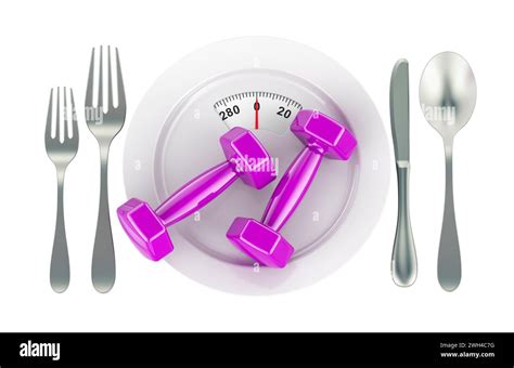 Fitness Dumbbells On The Plate With Weight Scale 3D Rendering Isolated