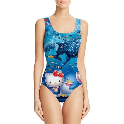 Anime Kt Sexy Bikini Sanrioed Hello Kitty Swimsuit Cartoon Bodysuit Beachwear With Breast Pads