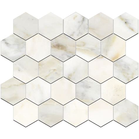 Calacatta Gold Honed Hexagon Mosaic Pera Tile