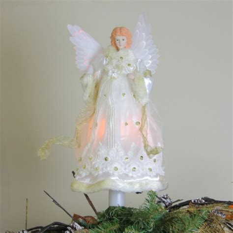 Kurt Adler Lighted Gold Fiber Optic Animated Porcelain Angel