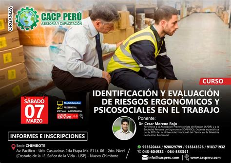 Cacp Perú Curso Identificación Y Evaluación De Riesgos Ergonómicos Y