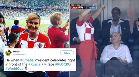 FIFA World Cup 2018: Croatian Prez celebrates in front of Russian PM ...