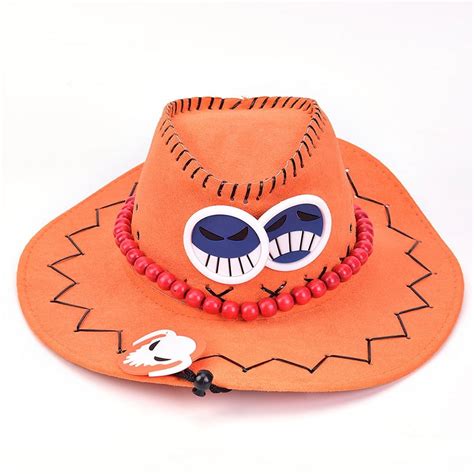 Anime Portgas·D· Ace Cowboy Hat Cosplay Hats Pirates Cap Suede CostumeA ...