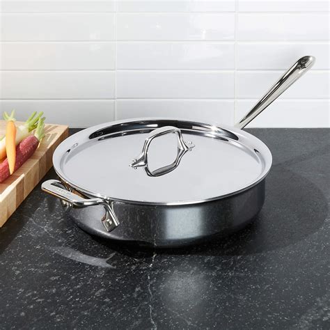 All-Clad d3 Stainless Steel 3-Qt. Saute Pan with Lid + Reviews | Crate ...