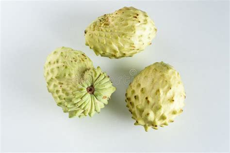 Annona Custard Apple Cherimoya Sugar Apple On White Table Background