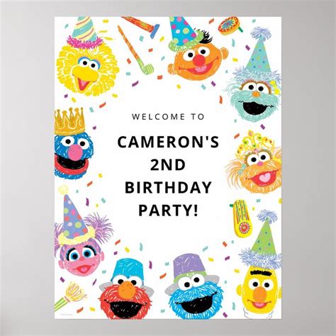 Sesame Street Pals Confetti Birthday Welcome Poster | Zazzle | Confetti ...