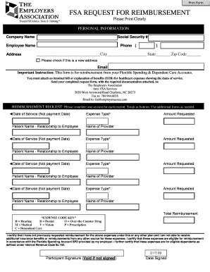 Fillable Online Fsa Claim Form The Employers Association Fax Email