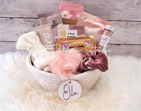 Spa Gift Basket, Teen Spa Personalized Fabric Basket, Bridesmaid Gift, Hygge Gift Box, Cozy ...