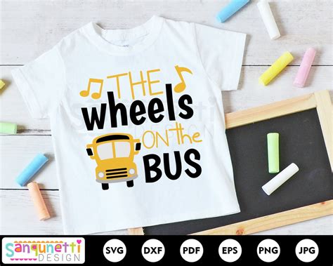 Wheels on the Bus Svg, School Bus Digital Art, Nursery Rhyme Cut File ...